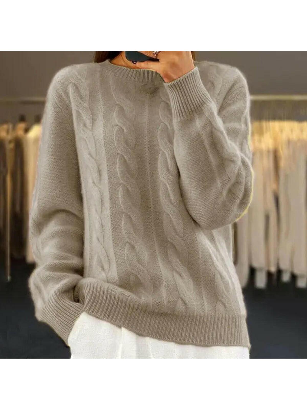 Elegant Cotton-Blend Sweater for Women – Versatile Loose Fit Knit Top with Subtle Sleeve Details 1