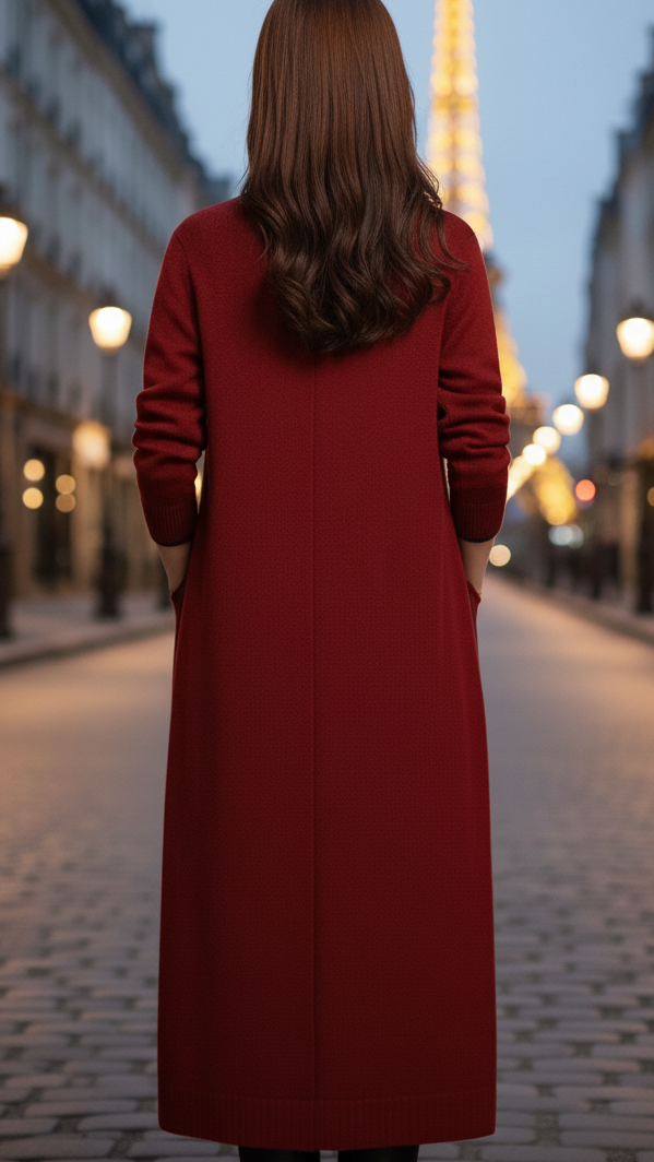 Elena Wool Coat with Functional Pockets – Tailored Longline Design for Elegance and Utility 3