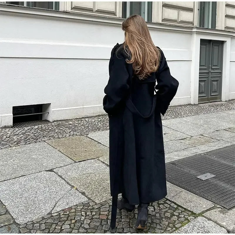 Elena | Black Double-Breasted Trench Coat - ginlerie 3