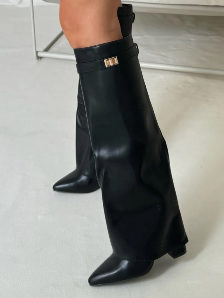 Elena | Black Knee High Boots - ginlerie 5