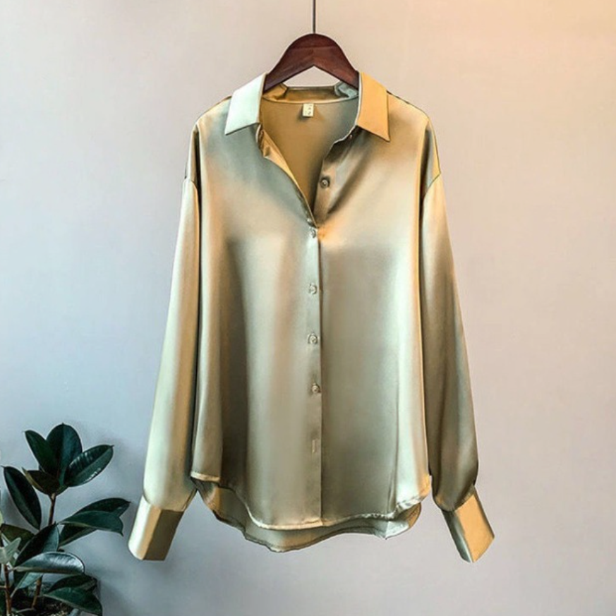 Elena | Button Down Satin Blouse - ginlerie 1