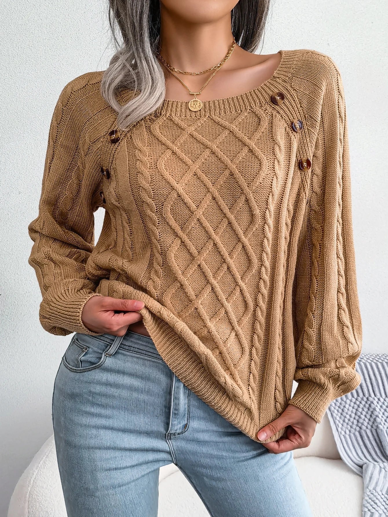 Elena | Cable Knit Sweater - ginlerie 0
