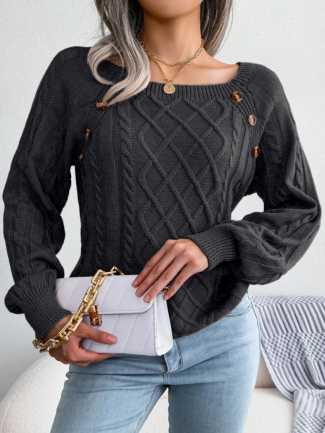 Elena | Cable Knit Sweater - ginlerie 6