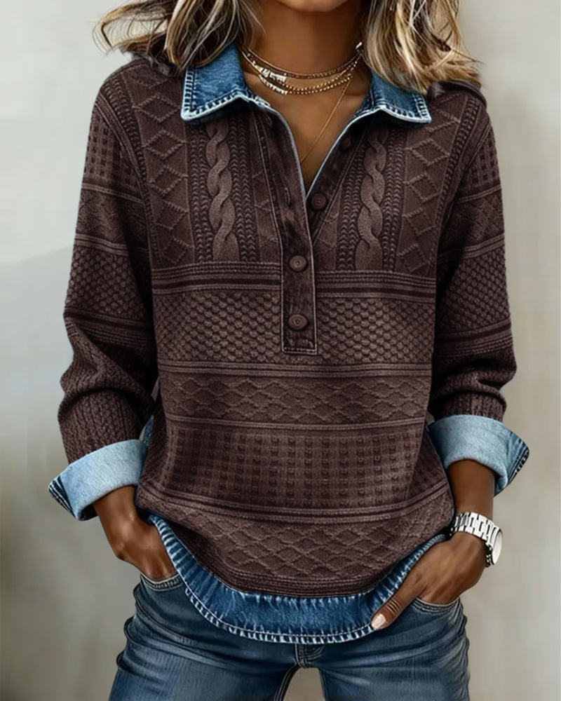 Elena | Cable Knit Sweatshirt - ginlerie 1