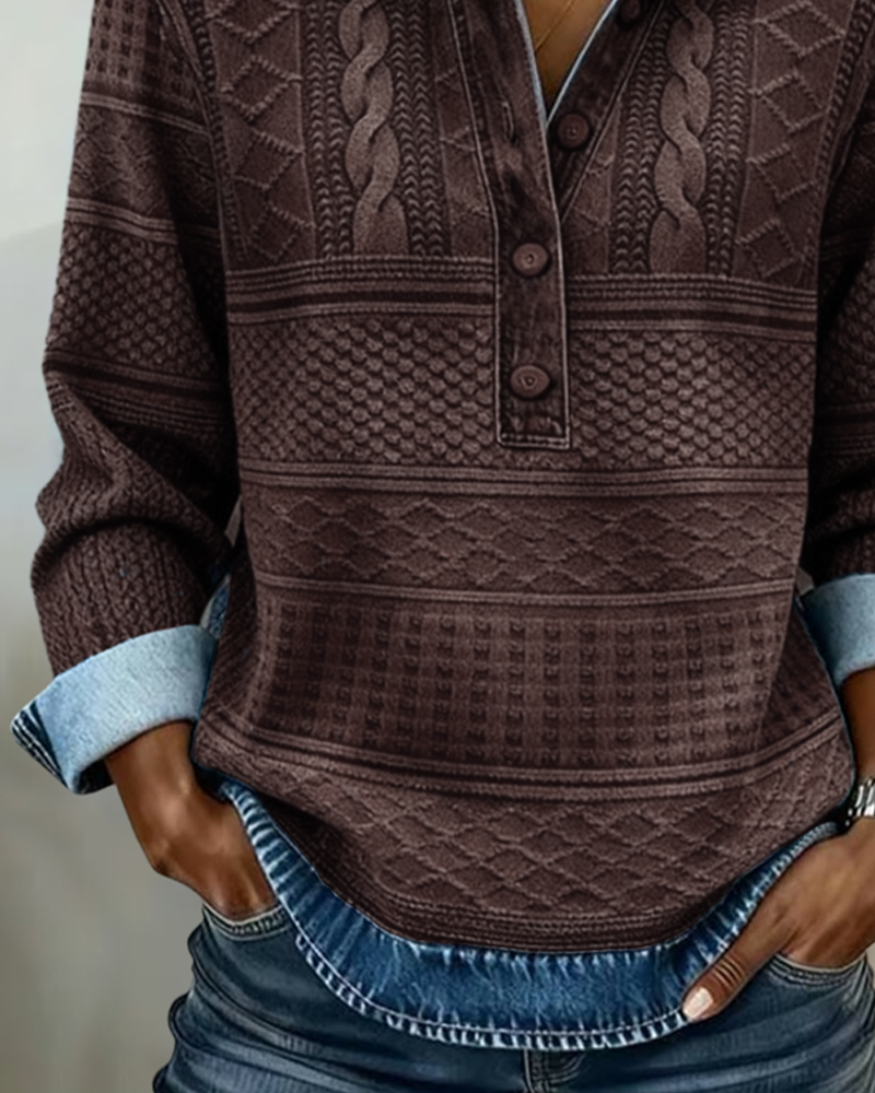 Elena | Cable Knit Sweatshirt - ginlerie 2