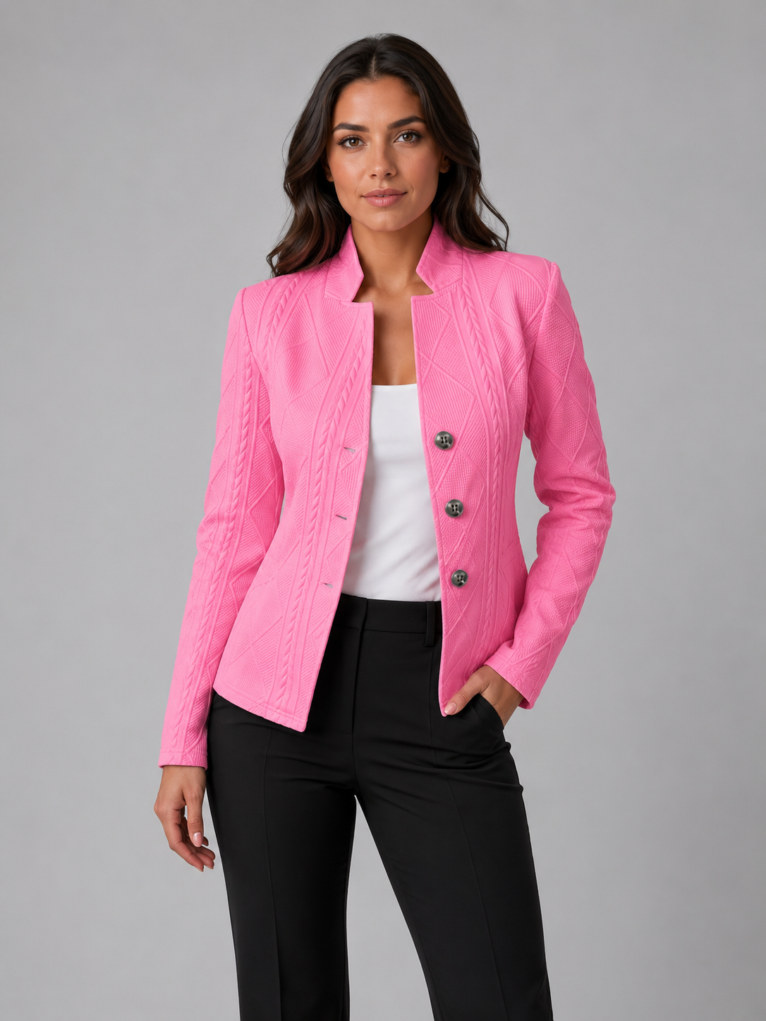 Elena | Cable Knit Tailored Blazer - ginlerie 2