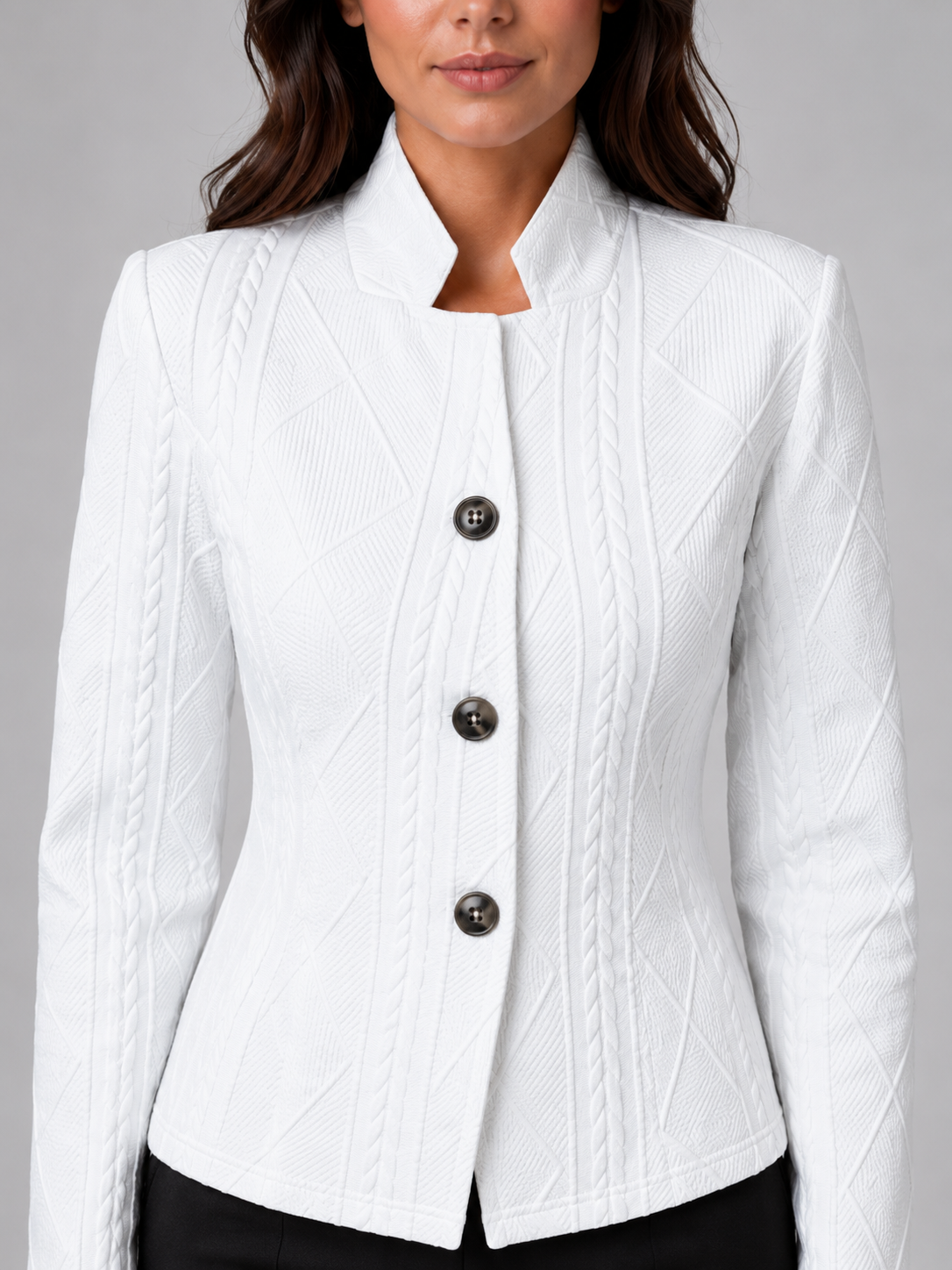 Elena | Cable Knit Tailored Blazer - ginlerie 6