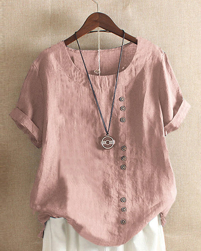 Elena | Casual Button Detail Blouse - ginlerie 0
