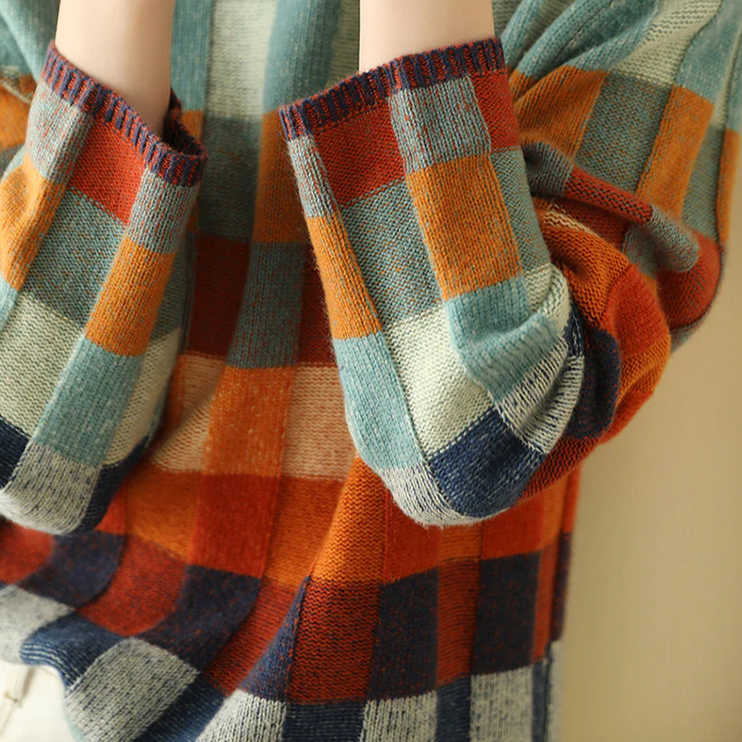 Elena | Checked Relaxed Fit Sweater - ginlerie 4