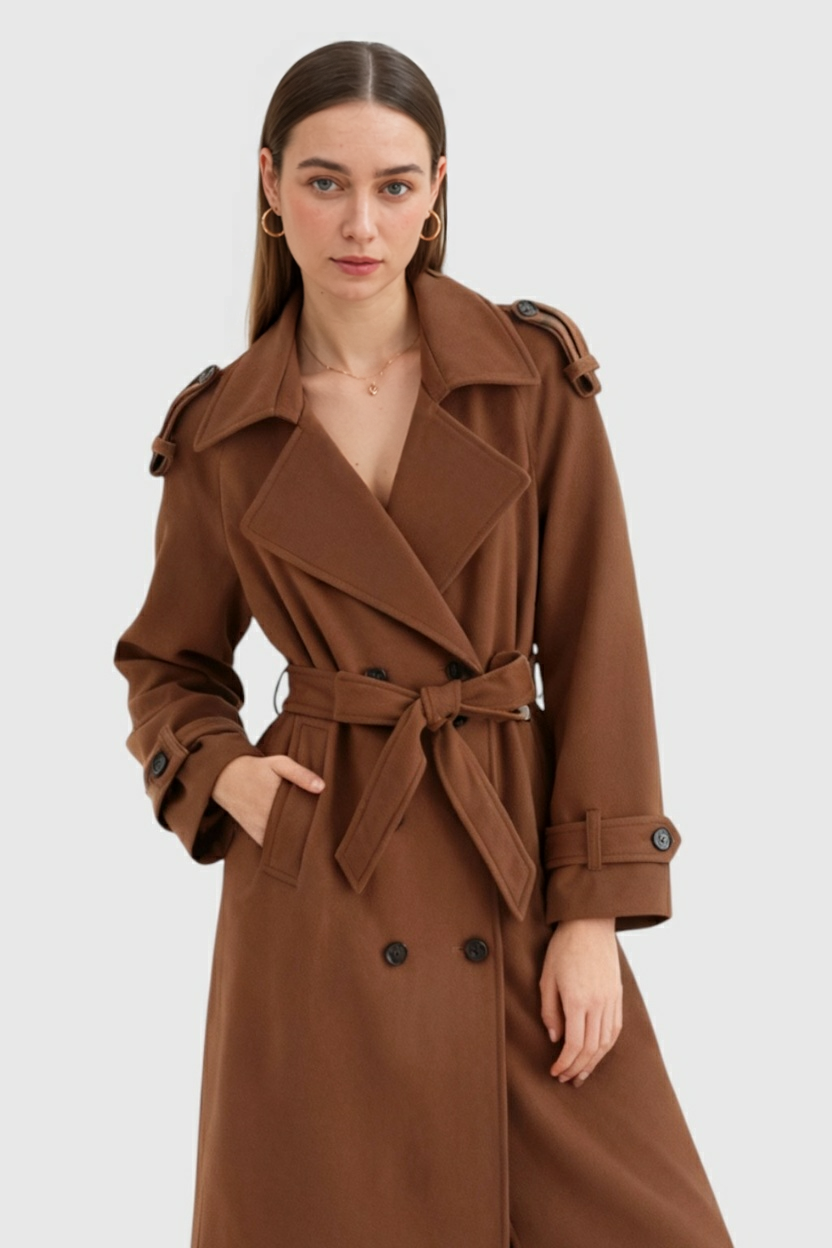 Elena | Chic Brown Winter Coat - ginlerie 1