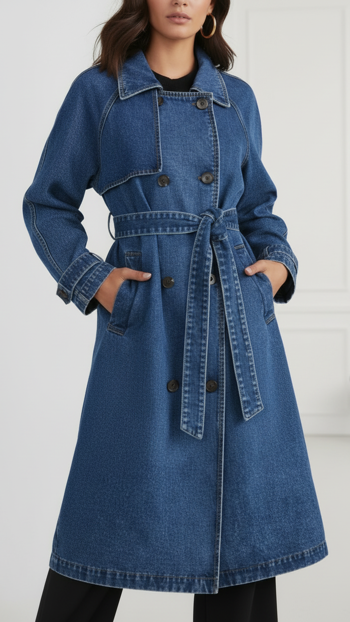 Elena | Denim Trench Coat - ginlerie 0