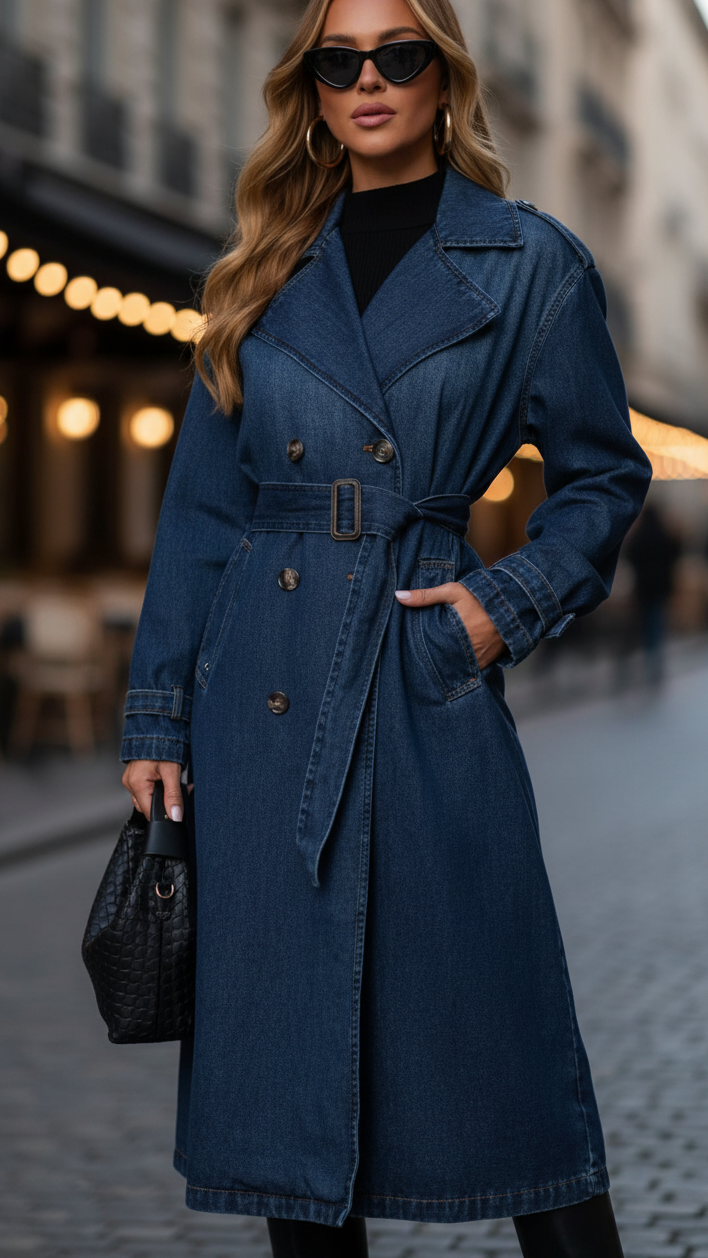 Elena | Denim Trench Dress - ginlerie 0