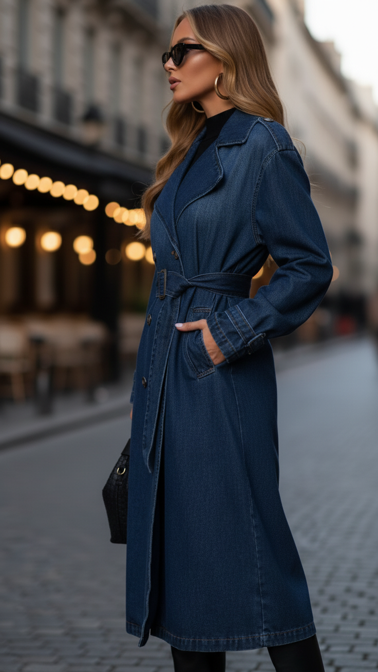 Elena | Denim Trench Dress - ginlerie 2