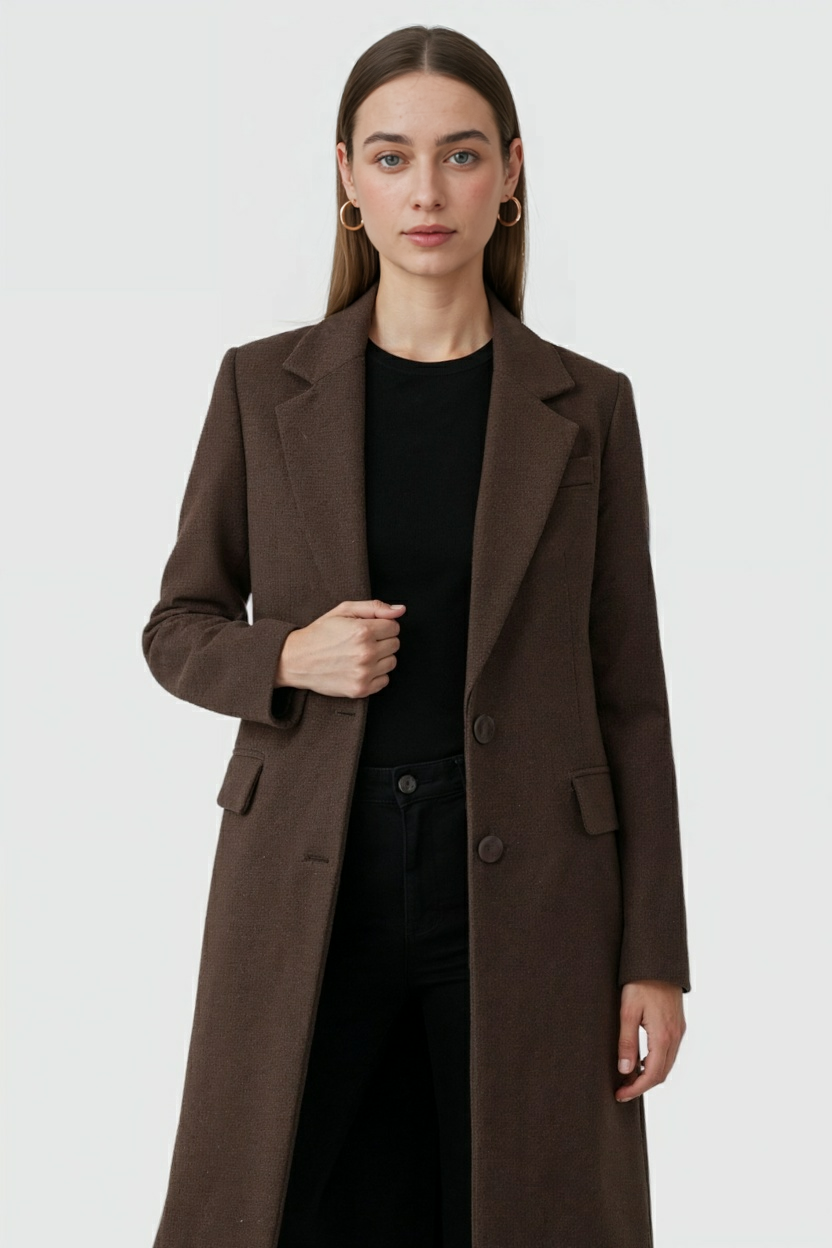 Elena | Elegant Brown Coat - ginlerie 1