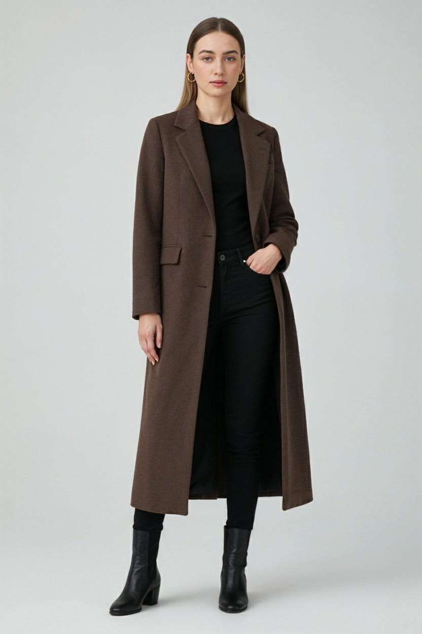 Elena | Elegant Brown Coat - ginlerie 2