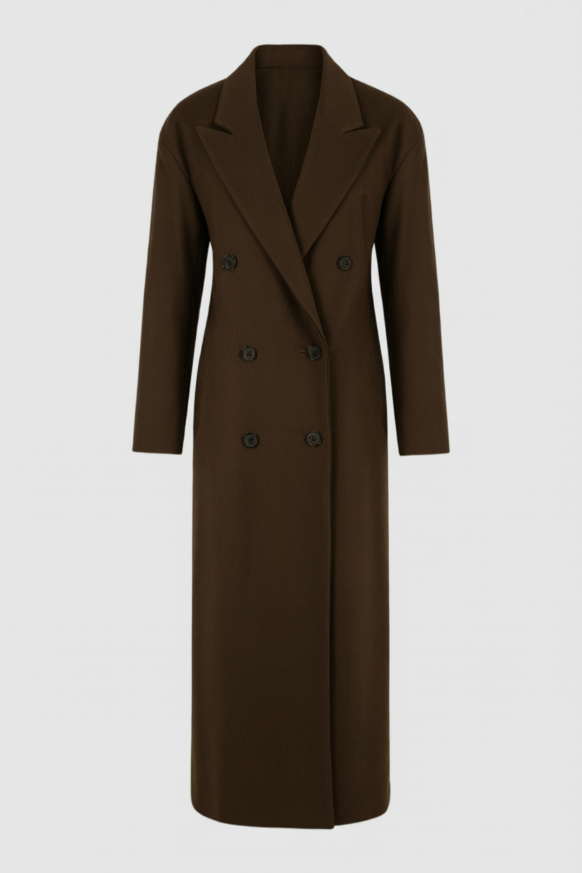 Elena | Elegant Brown Wool Coat - ginlerie 0
