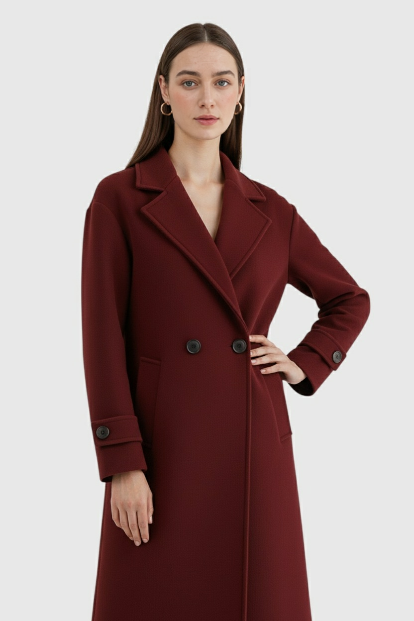 Elena | Elegant Burgundy Coat - ginlerie 1