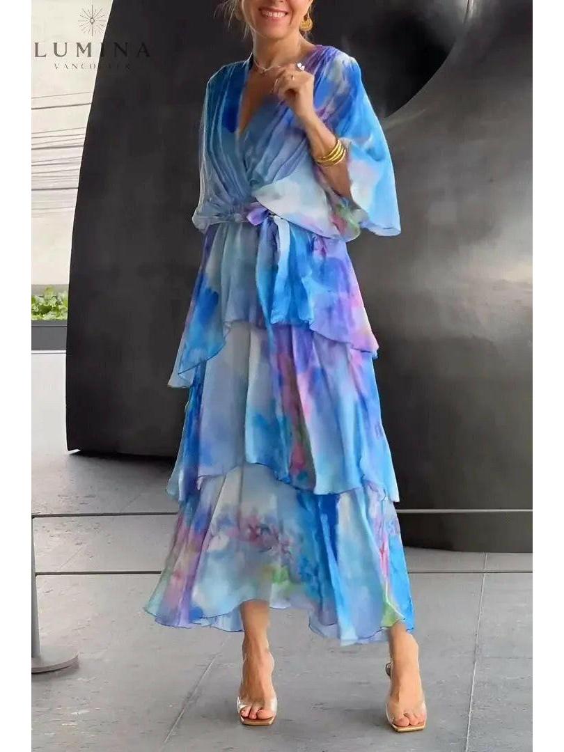 Elena | Elegant V-Neck Summer Dress - ginlerie 1