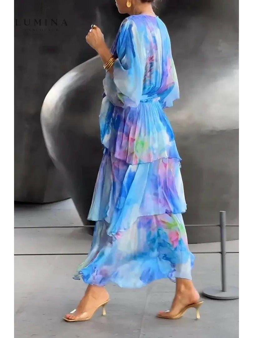Elena | Elegant V-Neck Summer Dress - ginlerie 2