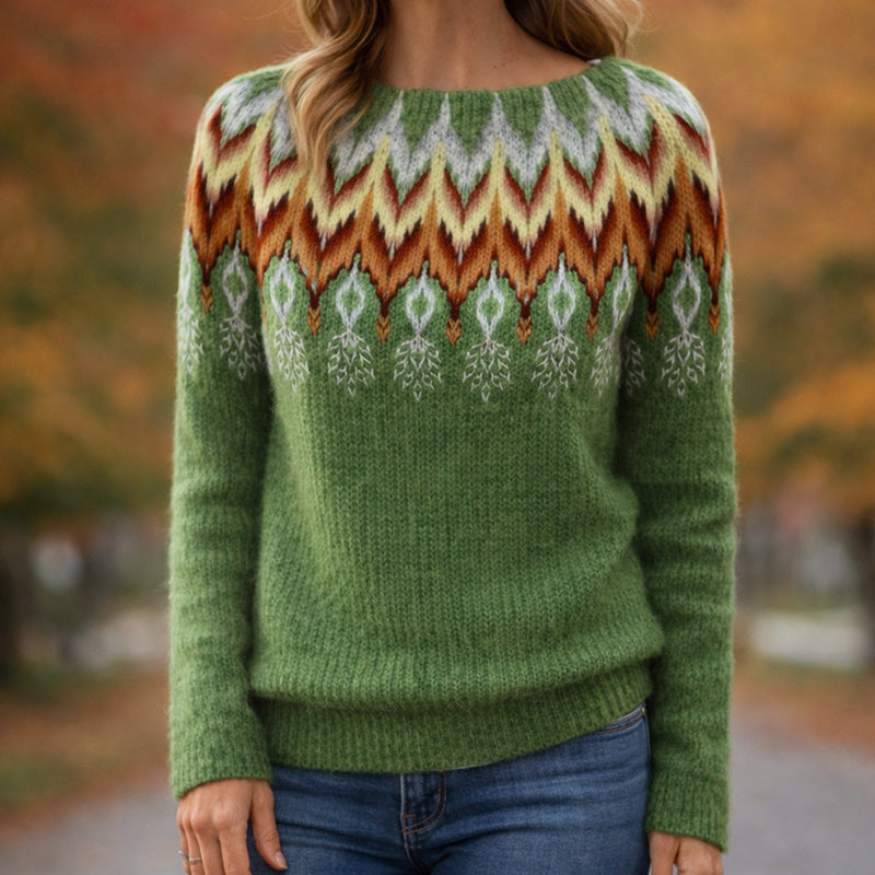 Elena | Fair Isle Knit Sweater - ginlerie 1