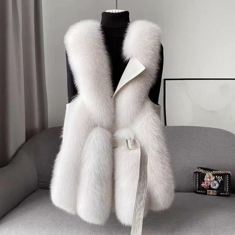 Elena | Faux Fur Vest with Belted Waist - ginlerie 0