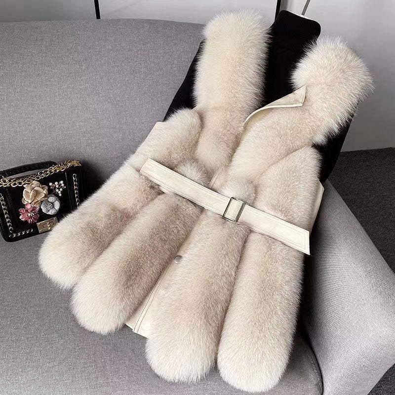Elena | Faux Fur Vest with Belted Waist - ginlerie 3