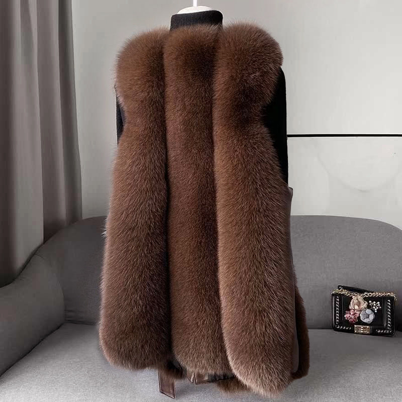 Elena | Faux Fur Vest with Belted Waist - ginlerie 5