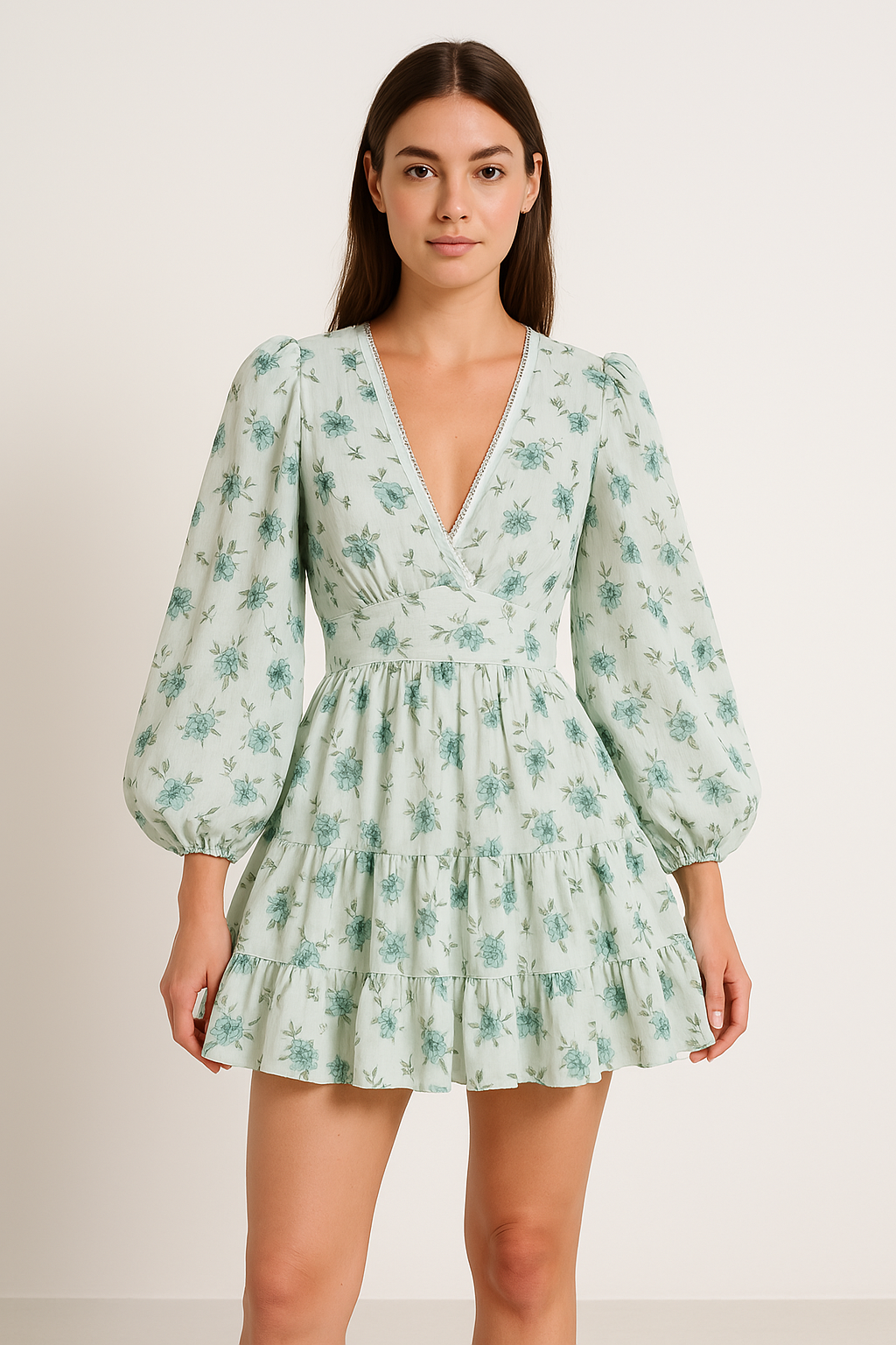 Elena | Floral Print A-Line Dress - ginlerie 2