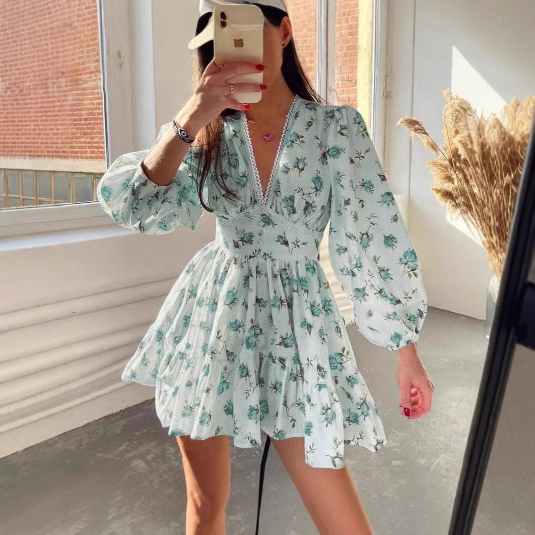 Elena | Floral Print A-Line Dress - ginlerie 3