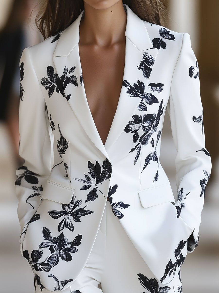 Elena | Floral Print Blazer - ginlerie 0