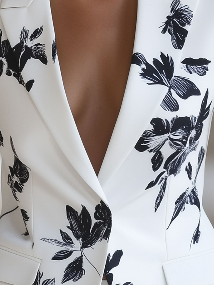 Elena | Floral Print Blazer - ginlerie 1