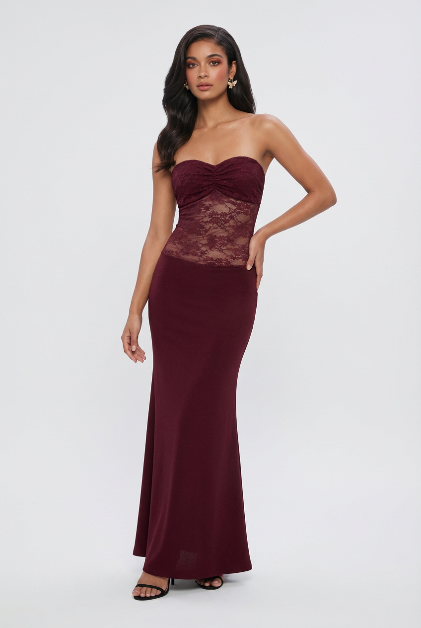 Elena | Lace Mermaid Cocktail Dress - ginlerie 3