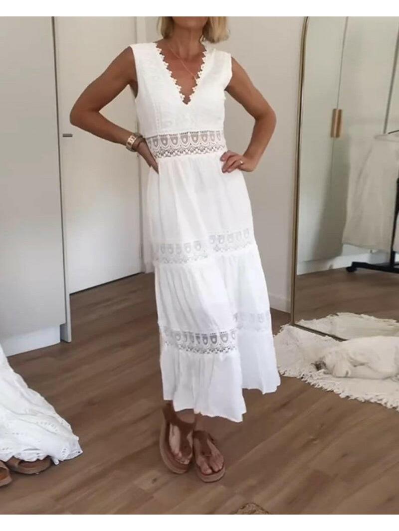 Elena | Lace V-Neck Maxi Dress - ginlerie 0