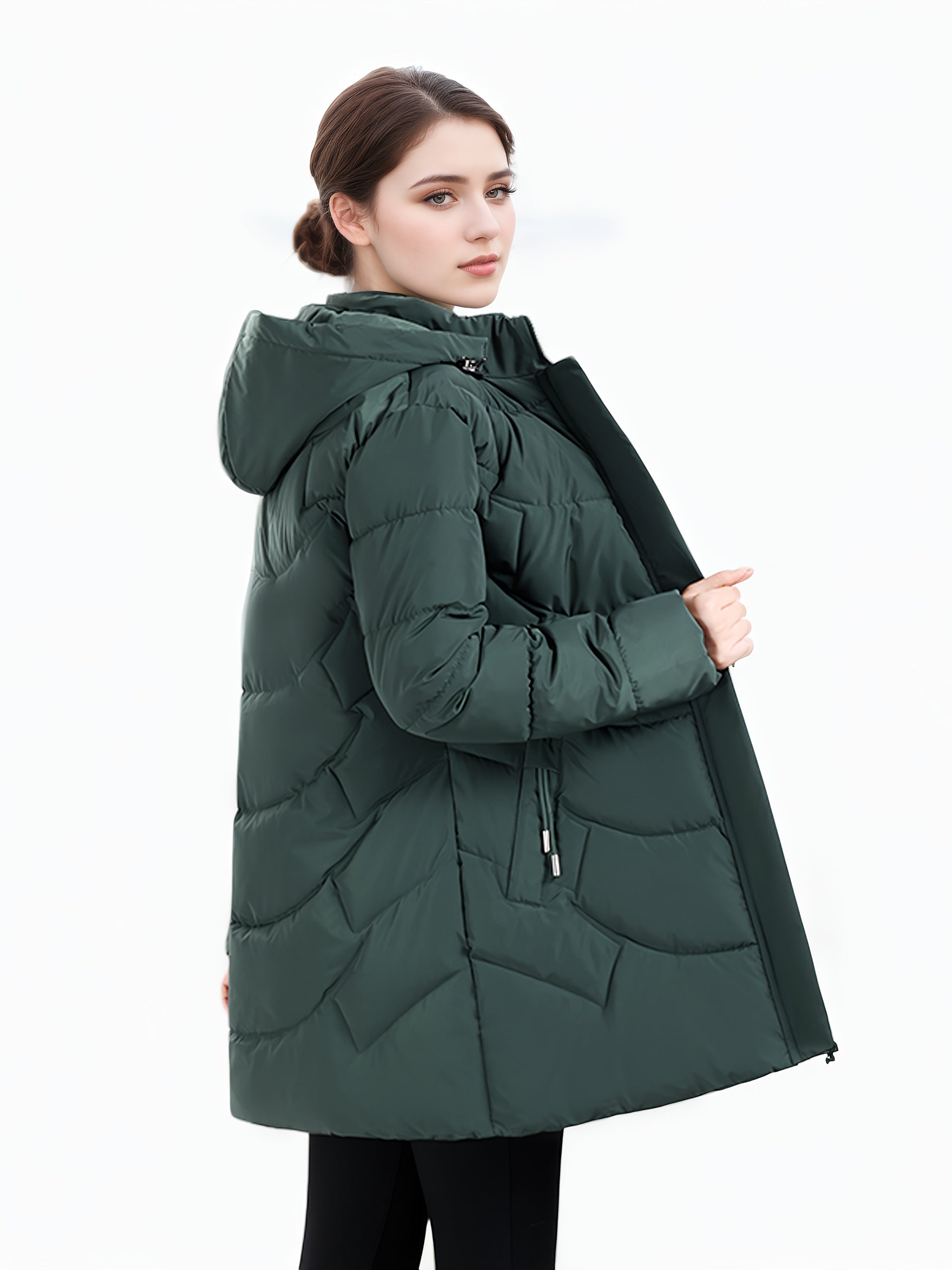 Elena | Long Hooded Puffer Coat - ginlerie 1