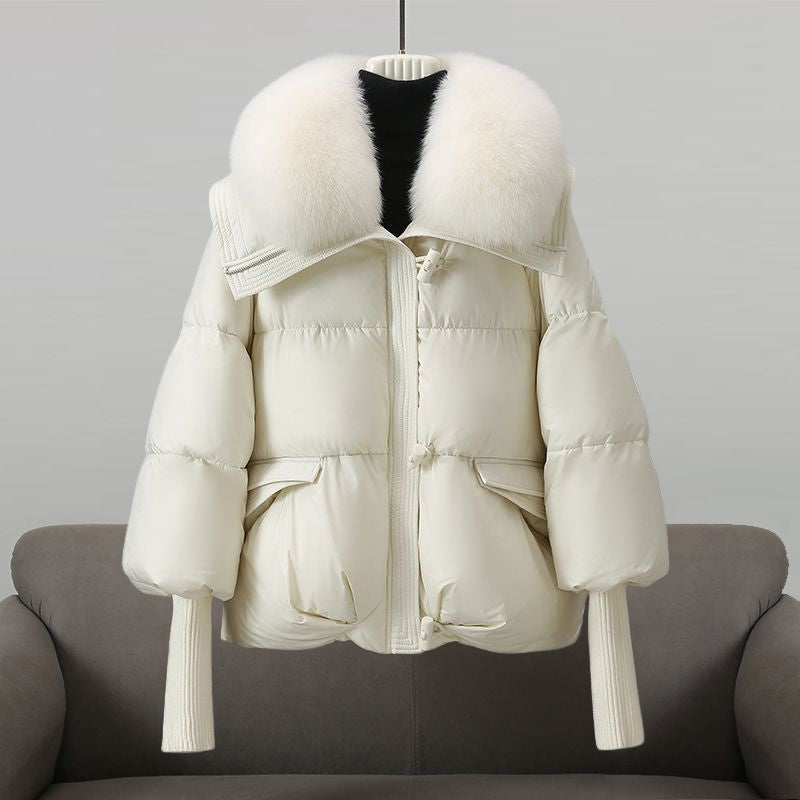 Elena | Long Puffer Coat with Fur Collar - ginlerie 1