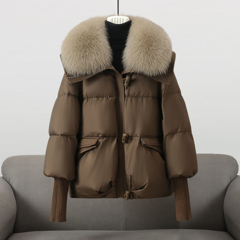 Elena | Long Puffer Coat with Fur Collar - ginlerie 2