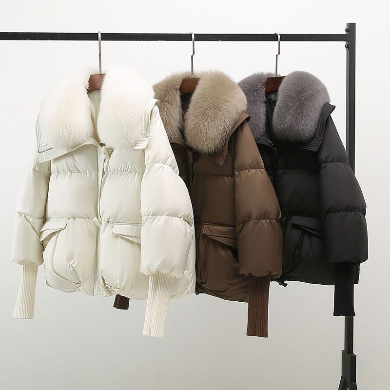Elena | Long Puffer Coat with Fur Collar - ginlerie 4