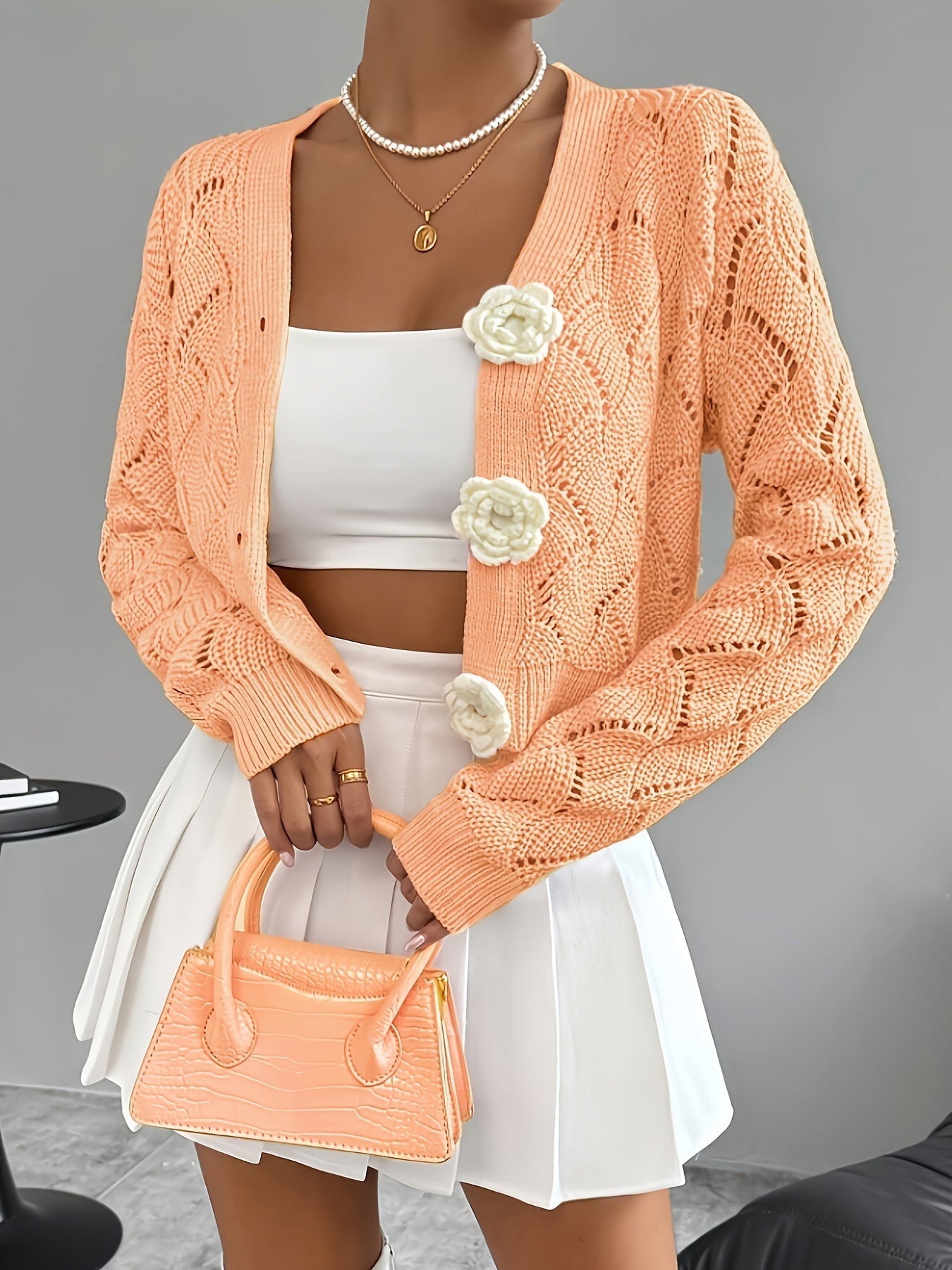 Elena | Long White Cardigan Sweater - ginlerie 0