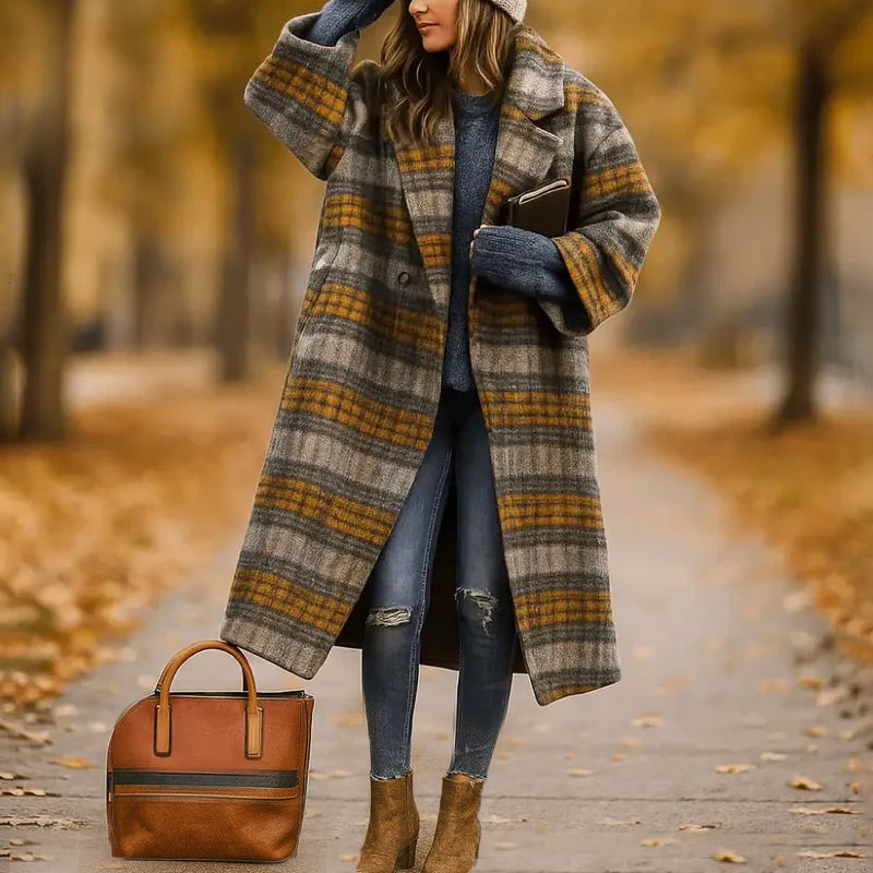 Elena | Long Winter Coat with Wide Collar - ginlerie 4