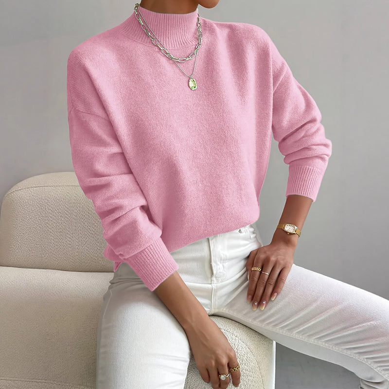 Elena | Mock Neck Knit Sweater - ginlerie 1