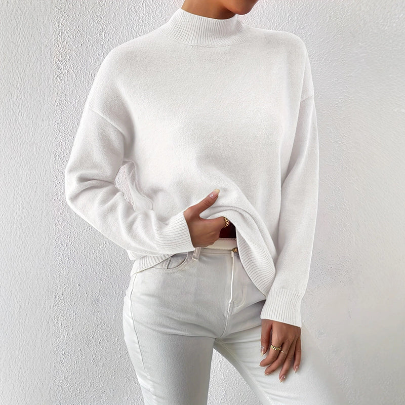 Elena | Mock Neck Knit Sweater - ginlerie 5