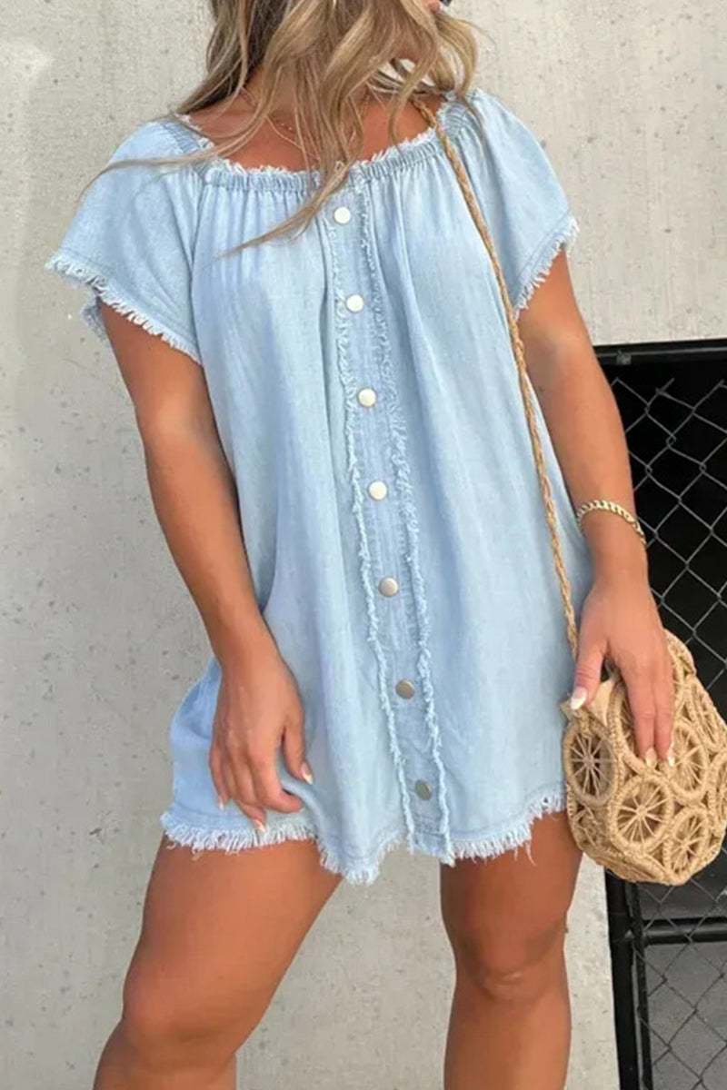 Elena | Off-Shoulder Denim Dress - ginlerie 3