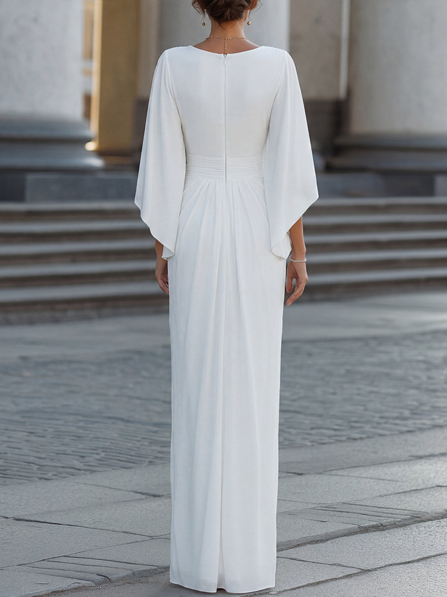 “Elena | Pleated Cape Sleeve Maxi Dress - ginlerie” 1