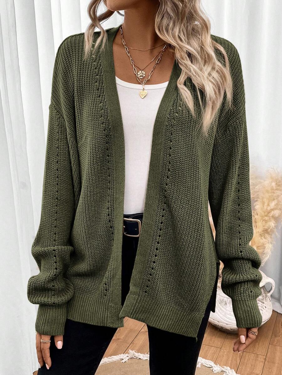 Elena | Pointelle Knit Cardigan Sweater - ginlerie 0