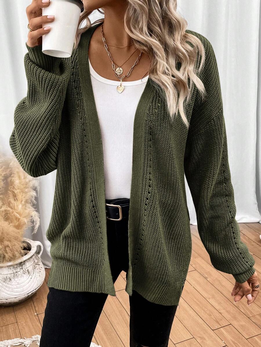 Elena | Pointelle Knit Cardigan Sweater - ginlerie 4