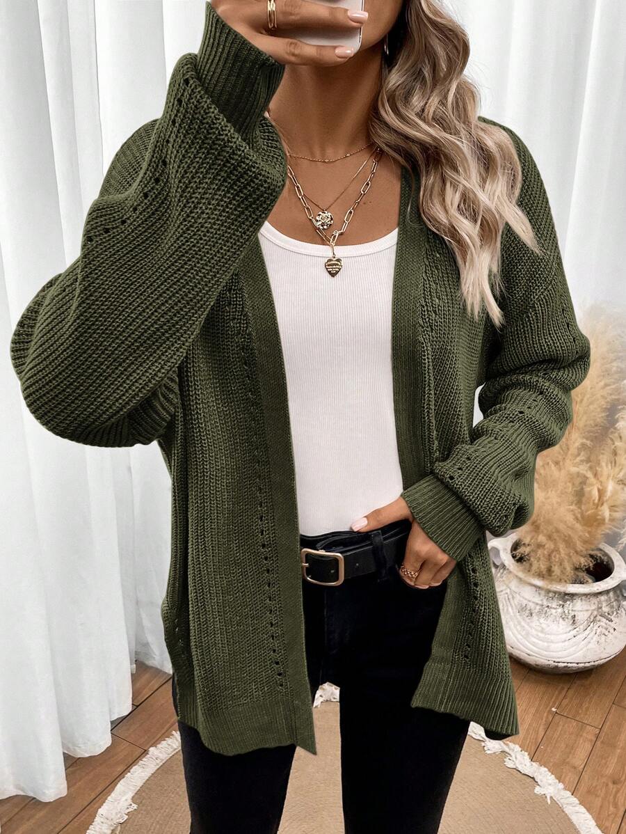 Elena | Pointelle Knit Cardigan Sweater - ginlerie 5
