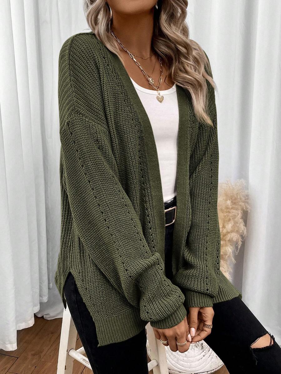 Elena | Pointelle Knit Cardigan Sweater - ginlerie 6