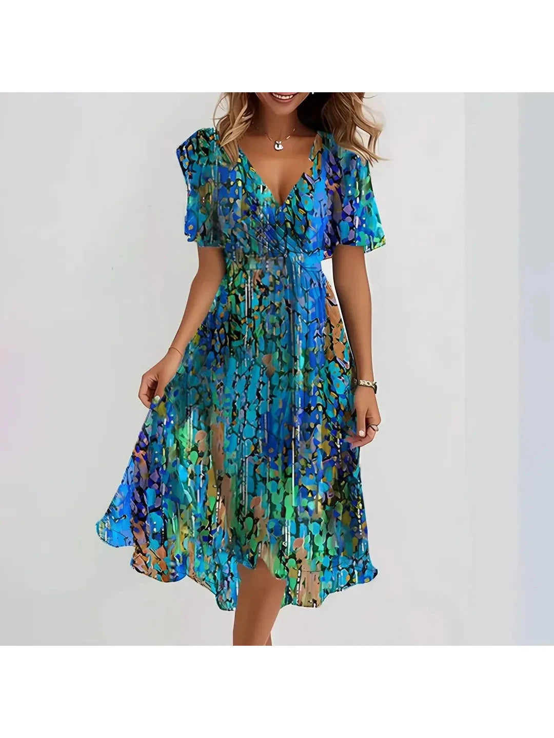 Elena | Printed Summer Dress - ginlerie 0