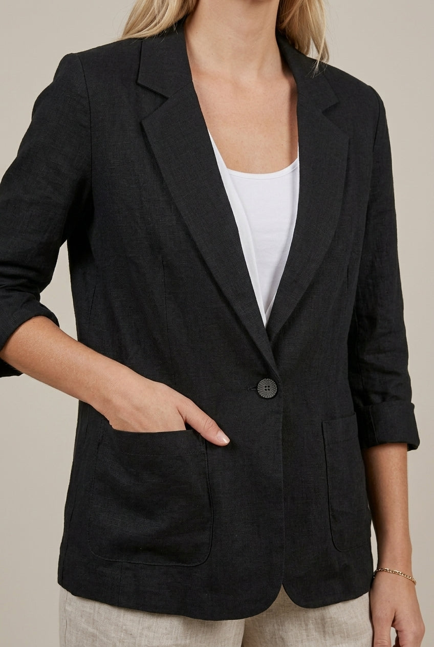 Elena | Relaxed Fit Linen Blazer - ginlerie 1