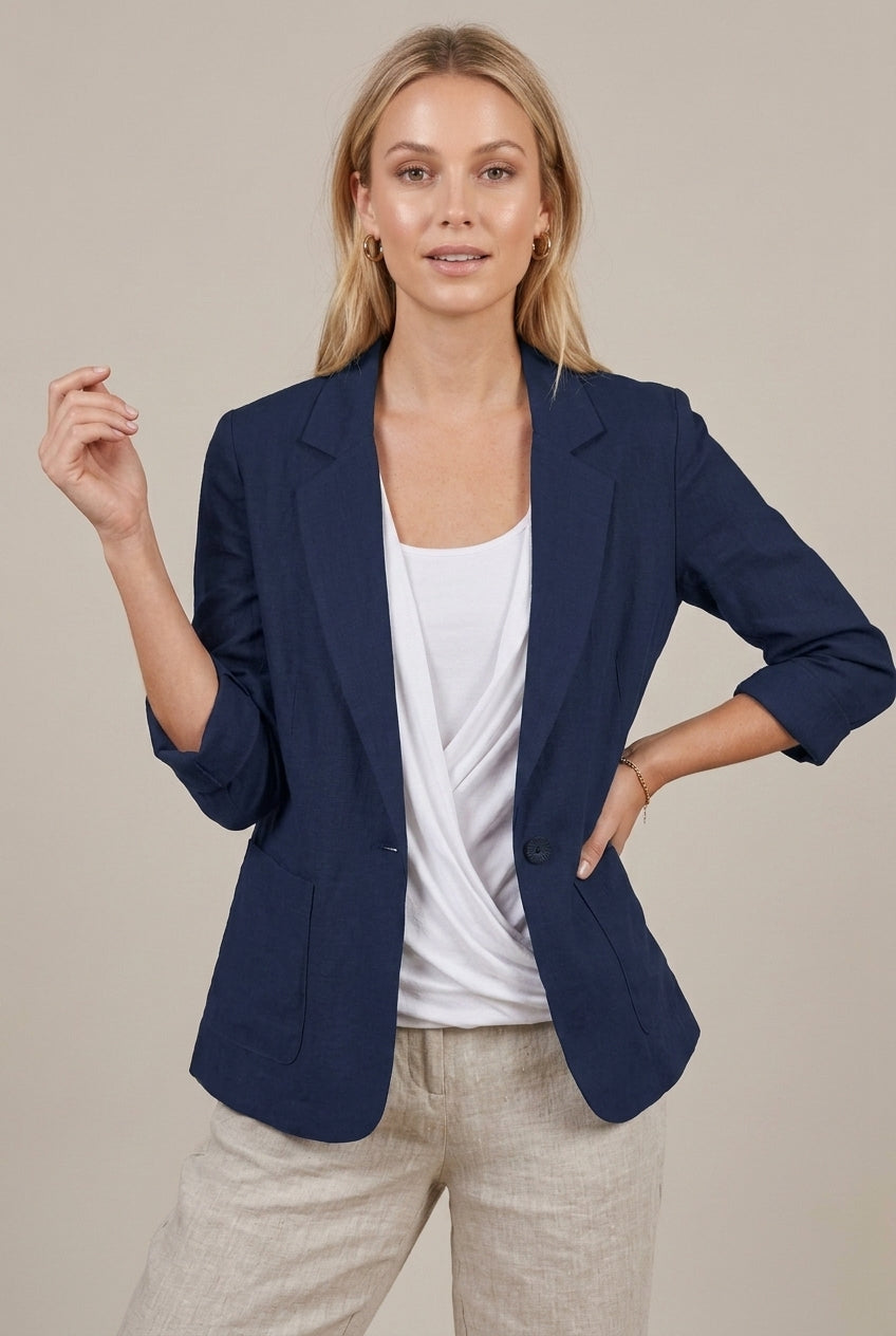 Elena | Relaxed Fit Linen Blazer - ginlerie 3